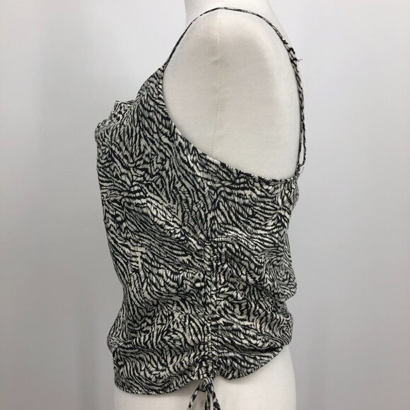 Dynamite black white satin finish Hazel Drawstring Side Cowl  Neck Cami SP - Picture 6 of 16